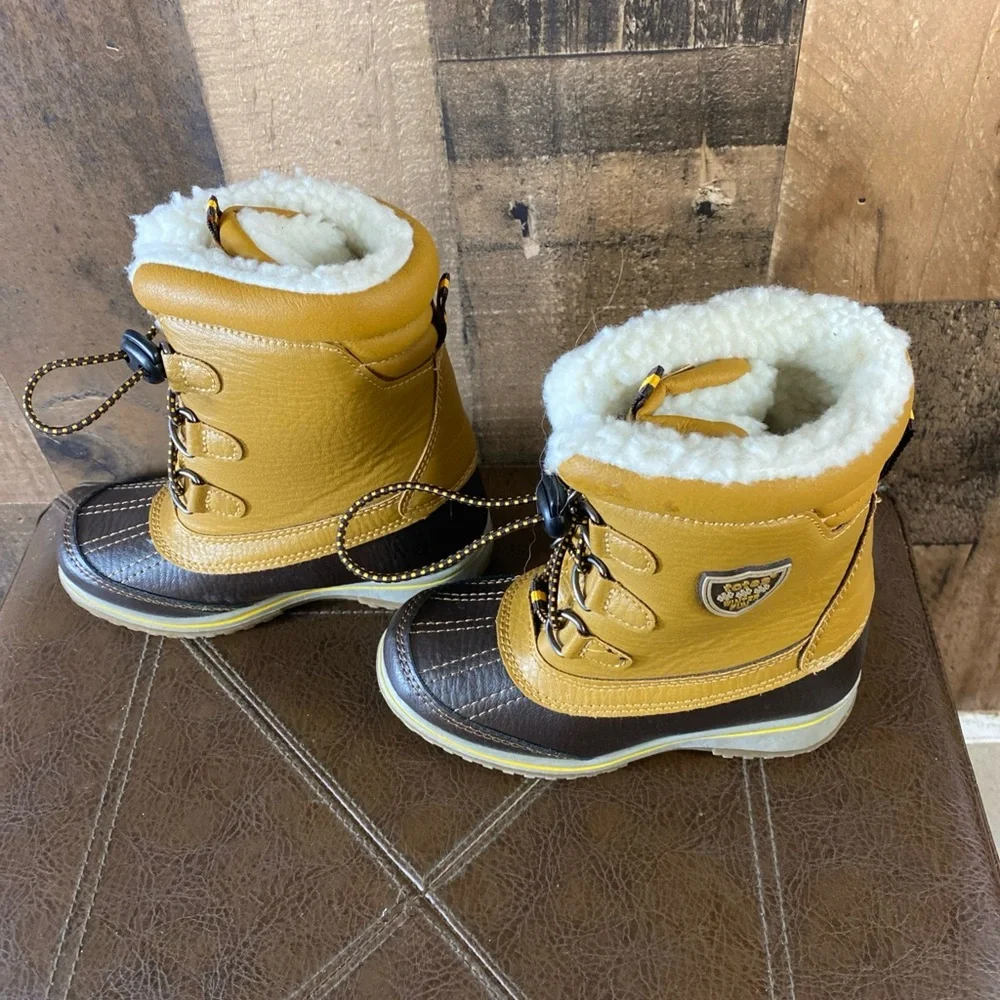Totes Kids Lil Morris Wheat Brown Lined Winter Snow Rain Boots‎ Size 10T Toddler